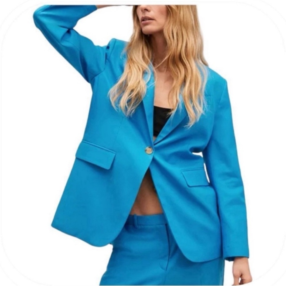 Mango | Blue Adela Oversized Suit Jacket Medium Academia Office 80s 90s Y2K